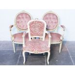 A pair of French style chairs and another