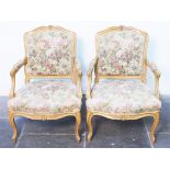 A pair of French style armchairs. H93cm