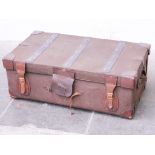 A vintage leather bound trunk. L93cm