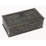 A Chinese carved wooden box. W25cm D13.5cm H8.5cm