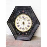 A French brass and tortoise shell inlaid vineyard clock by Henry Bright Paris. H65cm