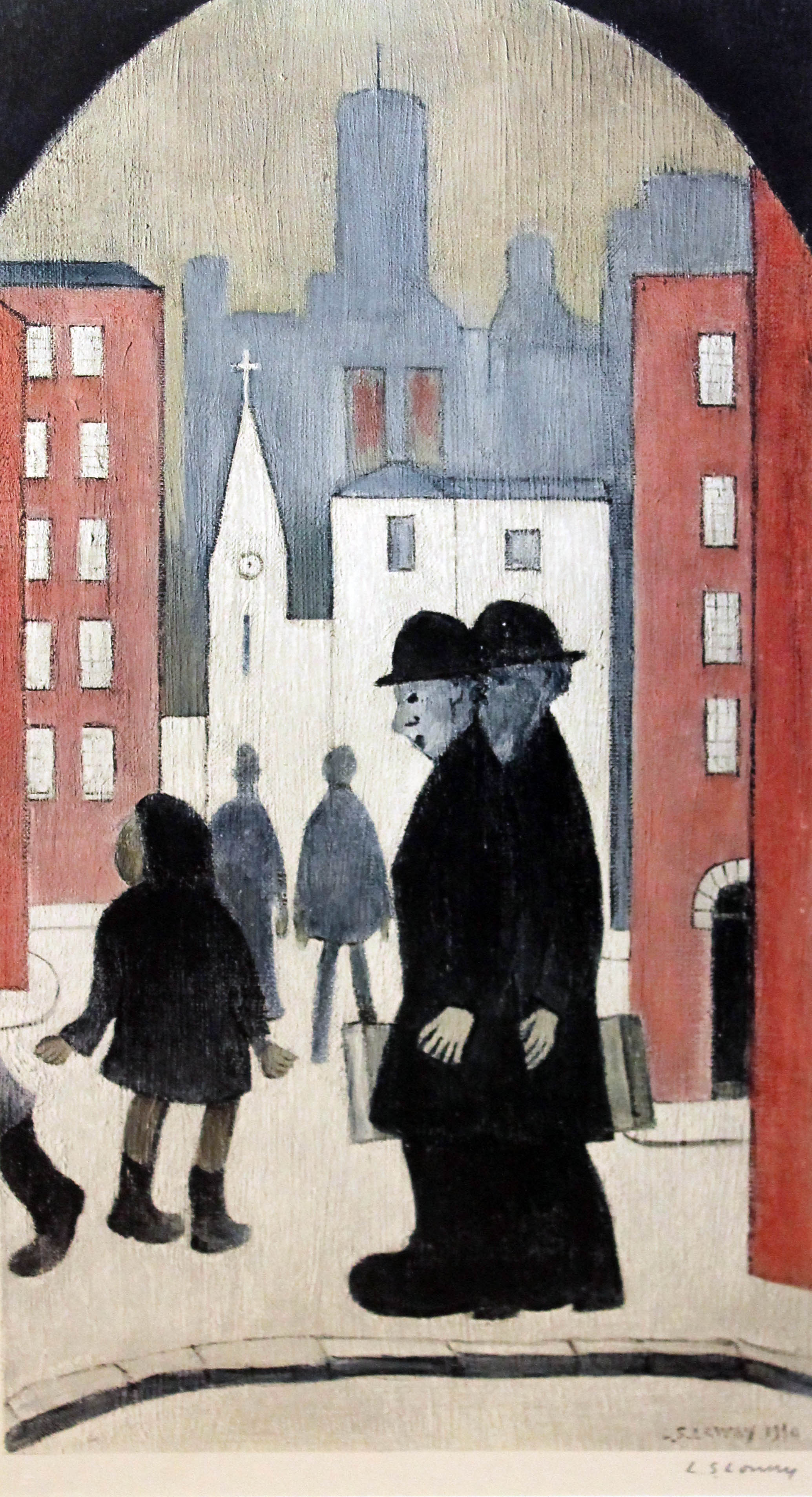 Laurence Stephen Lowry, Two Brothers, colour print, 31cm x 63cm, FATG blindstamp lower left, signed
