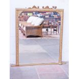 A giltwood over mantel mirror. 111cm x 132cm