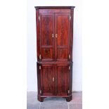 A Georgian 18th Century mahogany double corner cupboard of small proportion. W78cm D40cm H206cm