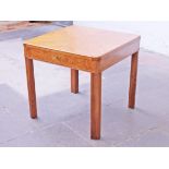 A Continental Art Deco burr ash and satin wood centre table with single drawer. W81.5cm D81.5cm