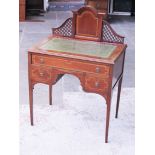 An Edwardian inlaid mahogany writing desk. W75cm D49cm H104cm