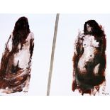 Terence Kelly (20th CEntury), female nudes, pair, acrylics, 30cm x 42cm, signed.