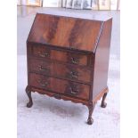 An early 20th Century mahogany bureau. W76cm D48cm H102cm