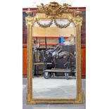 A large 19th Century giltwood and gesso mirror. 91cm x 167cm.