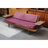 A 1960s Danish style afromosia day bed by Toothill, with adjustable arms and back rest. Min.