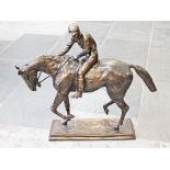 After Isidore Bonheur, a reproduction horse and jockey bronze. L102cm D31cm H89cm.