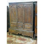 A Georgian 18th Century provincial oak house keepers cupboard. W160cm D56cm H202cm.