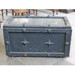 A part 19th Century Gothic style chest. L125cm D65cm H72cm.