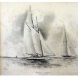 H. W. Hellings, "Westward & Britannie, Harwich 1933", pencil drawing, 30cm x 26cm, signed, framed