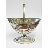 A Victorian silver sugar basket with embossed decoration, Atkin Brothers, Sheffield, 1898, height