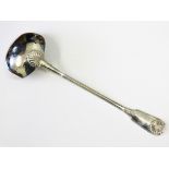 A William IV fiddle, thread and shell pattern silver ladle, William Chawner II, London, 1831, length