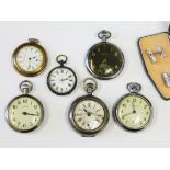 A group of six pocket watches to include a Leonidas, an Ingersoll, one silver and three others,