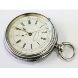 A hallmarked silver cased centre seconds chronometer, diam. 6.2cm.