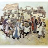 Margaret Chapman, "The Bird Seller", limited edition colour print, 62cm x 53cm, signed in pencil