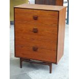 A G-Plan teak chest of drawers designed by Kofod Larsen. W76cm D46cm H107cm.