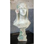 An Art Nouveau style plaster bust 'Pensee'. H50cm.