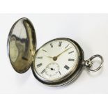 A hallmarked silver full hunter pocket watch, diam. 4.6cm.