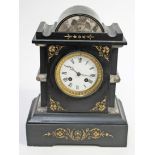 A black slate mantel clock. H32.5cm.