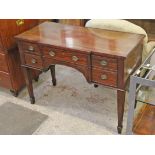 A Georgian mahogany knee hole desk. W107cm D50cm H76.5cm.