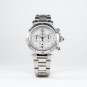 A GENTLEMAN'S STAINLESS STEEL CARTIER PASHA AUTOMATIC CHRONOGRAPH BRACELET WATCH CIRCA 2002, REF.