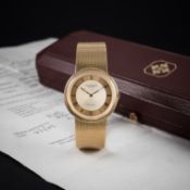 A GENTLEMAN'S 18K SOLID GOLD PATEK PHILIPPE CALATRAVA QUARTZ BRACELET WATCH DATED 1987, REF. 3744/