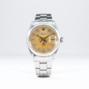 A RARE GENTLEMAN'S STAINLESS STEEL ROLEX OYSTER PERPETUAL DATE BRACELET WATCH CIRCA 1970s, REF. 1500