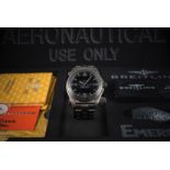 A GENTLEMAN'S TITANIUM BREITLING EMERGENCY BRACELET WATCH DATED 2003, WITH COMPLETE BOX & PAPERS 
D: