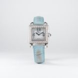 A LADIES MID SIZE 18K SOLID WHITE GOLD & DIAMOND CHOPARD HAPPY SPORT WRIST WATCH CIRCA 2002, REF.