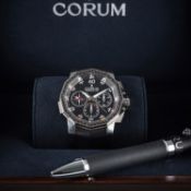 A GENTLEMAN'S STAINLESS STEEL CORUM ADMIRALS CUP CHALLENGE 44 SPLIT SECONDS AUTOMATIC CHRONOGRAPH