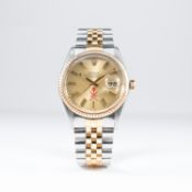 A RARE GENTLEMAN'S STEEL & GOLD ROLEX OYSTER PERPETUAL DATEJUST BRACELET WATCH CIRCA 1982, REF.