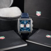 A GENTLEMAN'S STAINLESS STEEL TAG HEUER "STEVE MCQUEEN" MONACO AUTOMATIC CHRONOGRAPH WRIST WATCH