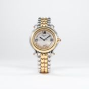 A LADIES MID SIZE STEEL & GOLD CHOPARD HAPPY SPORT BRACELET WATCH CIRCA 2006, REF. 8236 
D: White