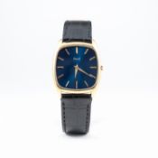 A GENTLEMAN'S 18K SOLID GOLD PIAGET WRIST WATCH CIRCA 1970s, REF. 9591
D: Blue sunburst dial with