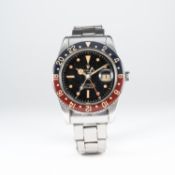 AN EXTREMELY RARE GENTLEMAN'S STAINLESS STEEL ROLEX OYSTER PERPETUAL GMT MASTER BRACELET WATCH CIRCA