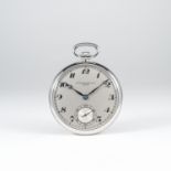 A RARE GENTLEMAN'S STAINLESS STEEL PATEK PHILIPPE & CIE POCKET WATCH CIRCA 1930s
D: Silver dial with