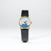 A RARE 18K SOLID GOLD CHOPARD WRIST WATCH CIRCA 1990s RETAILED BY KUTCHINSKY 
D: Painted porcelain