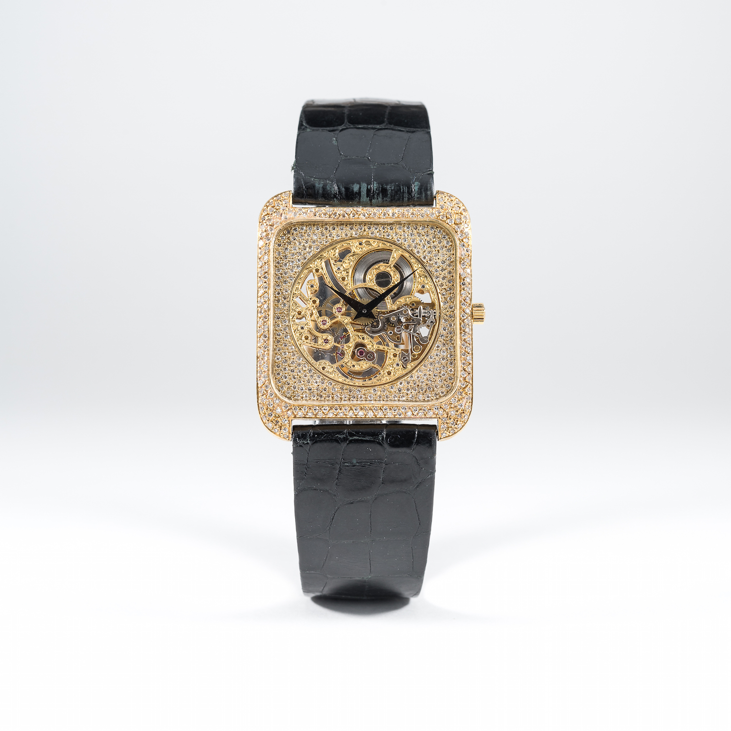 A RARE GENTLEMAN'S 18K SOLID GOLD & DIAMOND MONTRE ROYAL WRIST WATCH CIRCA 2000
D: Skeletonised dial