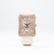 A FINE LADIES 18K SOLID PINK GOLD & DIAMOND PIAGET EMPERADOR WRIST WATCH CIRCA 2010, REF. P10053 
D: