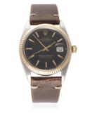 A RARE GENTLEMAN'S STEEL & PINK GOLD ROLEX OYSTER PERPETUAL DATEJUST WRIST WATCH CIRCA 1966, REF.