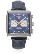 A GENTLEMAN'S STAINLESS STEEL TAG HEUER "STEVE MCQUEEN" MONACO AUTOMATIC CHRONOGRAPH WRIST WATCH