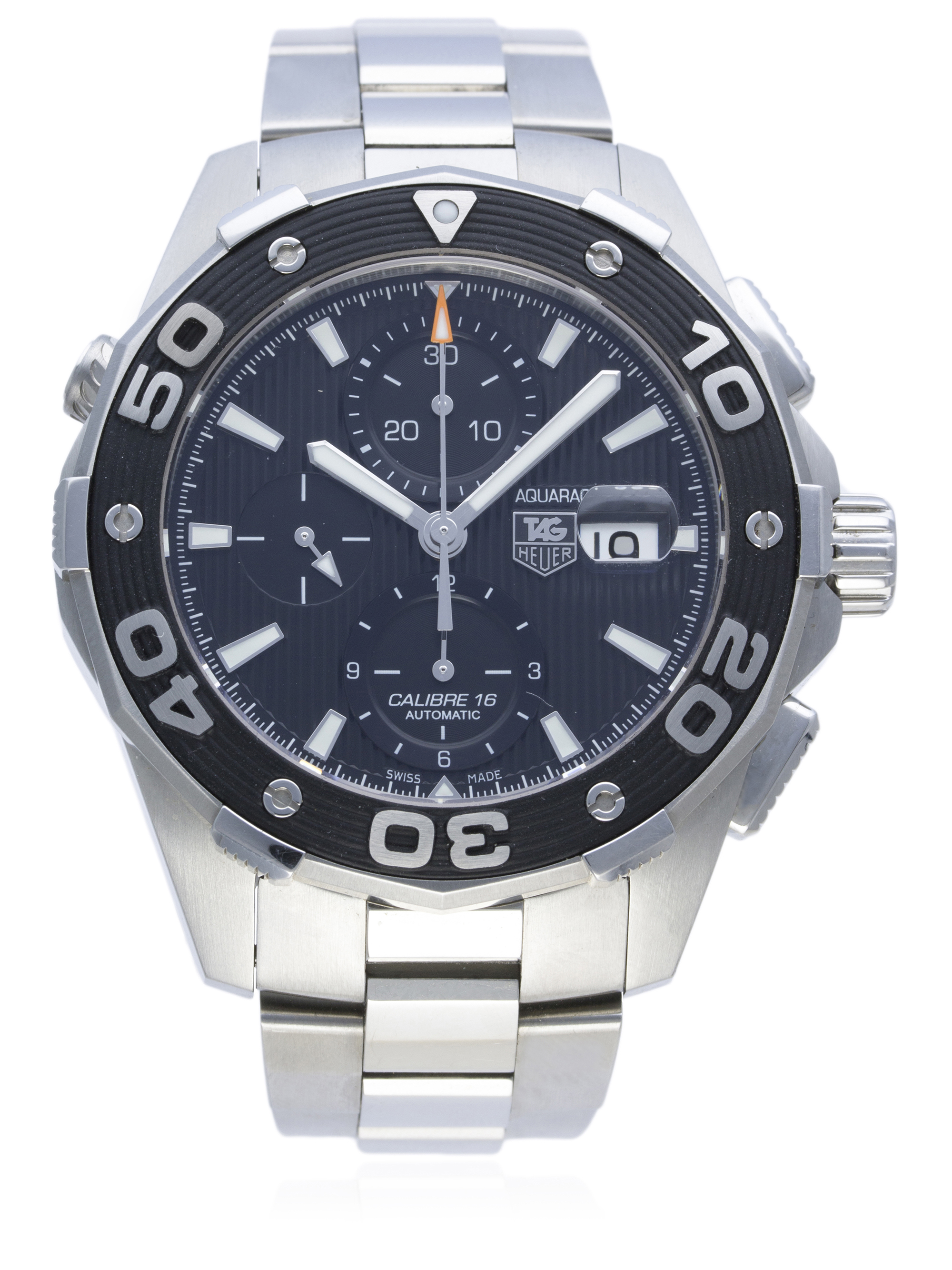 A GENTLEMAN'S STAINLESS STEEL TAG HEUER AQUARACER 500M AUTOMATIC CHRONOGRAPH BRACELET WATCH DATED