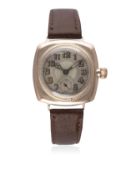 A GENTLEMAN'S 9CT SOLID GOLD ROLEX OYSTER CUSHION WRIST WATCH CIRCA 1930 D: Two tone silver dial