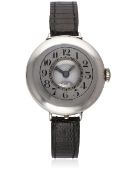 A GENTLEMAN'S SOLID SILVER HALF HUNTER WRIST WATCH CIRCA 1918 D: White enamel dial with Arabic