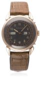 A GENTLEMAN'S STEEL & ROSE GOLD CAPPED MOVADO TRIPLE CALENDAR WRIST WATCH CIRCA 1940s, REF. 14778 D: