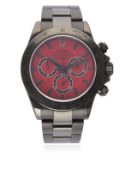 A RARE GENTLEMAN'S PVD COATED BAMFORD ROLEX OYSTER PERPETUAL COSMOGRAPH DAYTONA BRACELET WATCH CIRCA